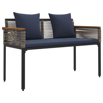 vidaXL Outdoor Furniture Set Grey and Navy Blue Poly Rattan 5