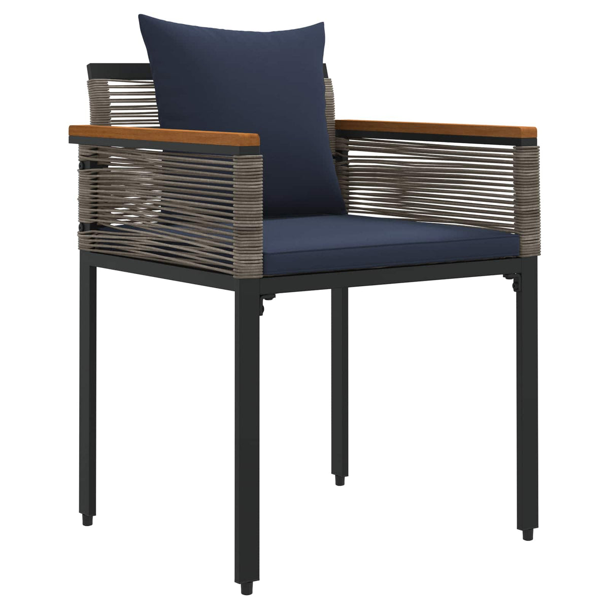 vidaXL Outdoor Furniture Set Grey and Navy Blue Poly Rattan 6