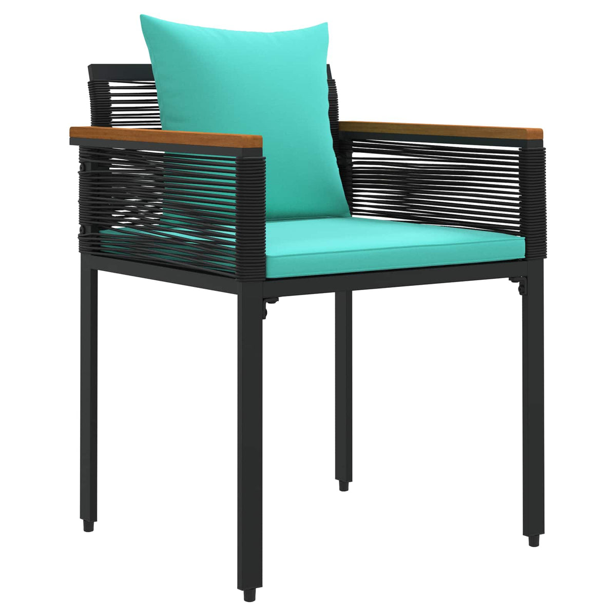 vidaXL Outdoor Furniture Set Black and Turquoise Poly Rattan 6