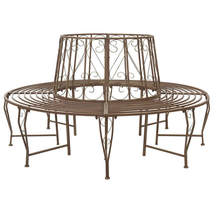Tree Bench 8 -Seater Ø 160 x 89 cm steel Round Antique brown backrest with scroll design