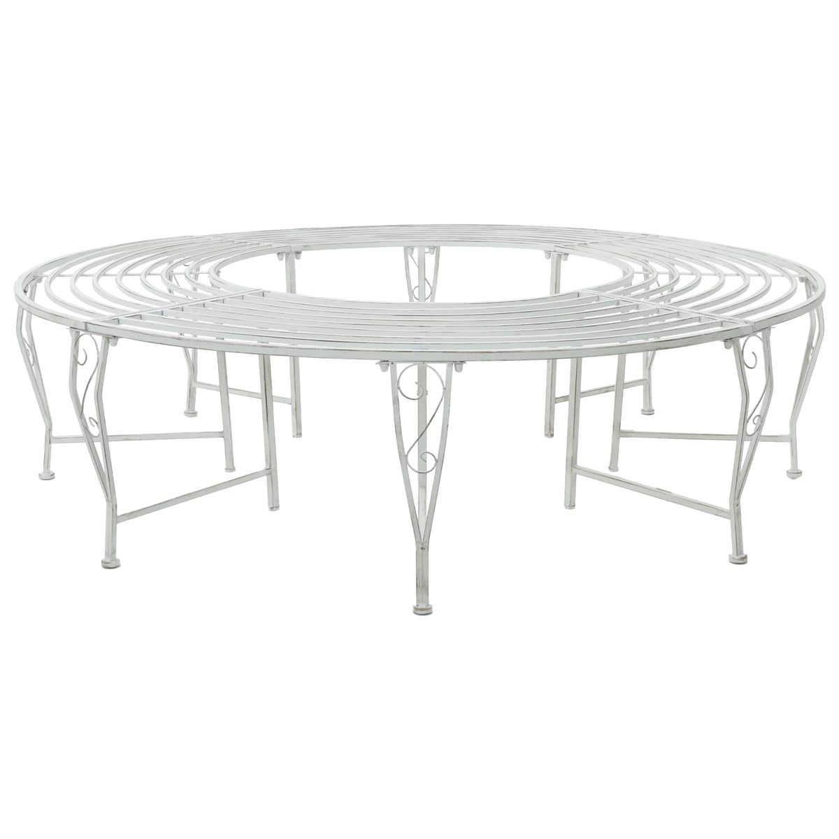 Tree Bench 8 -Seater Ø 160 x 89 cm steel Round Antique white without backrest