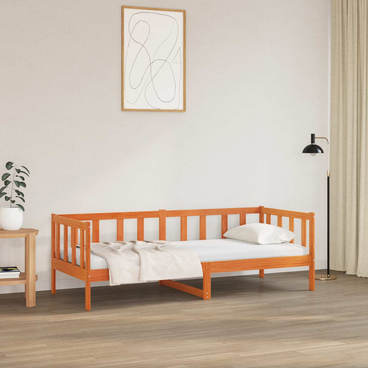 Day Bed without Mattress Solid Wood Pine Wax brown 90 cm 190 cm