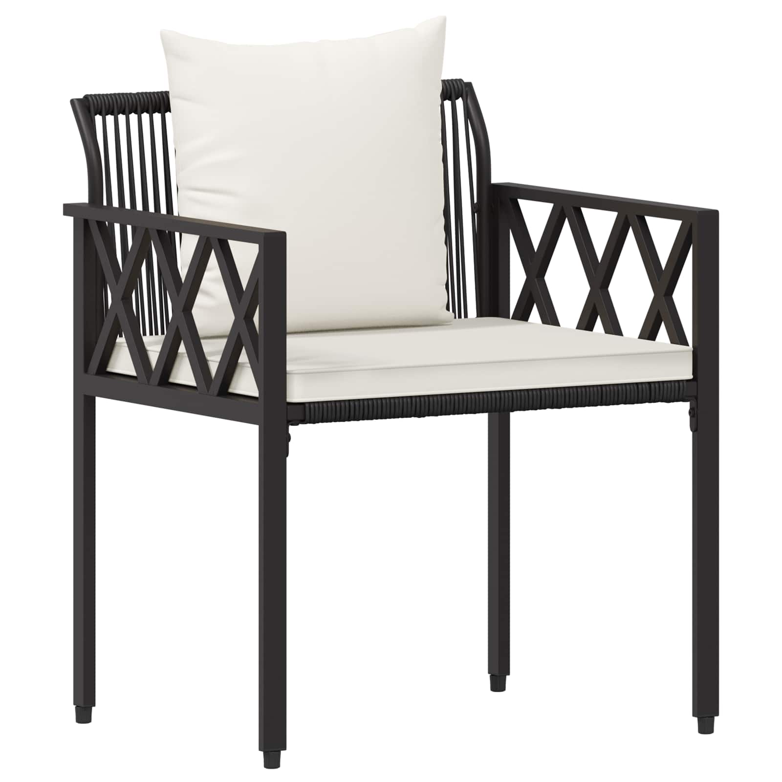 vidaXL Outdoor Furniture Set 4 pcs Black and Cream White Poly Rattan 4