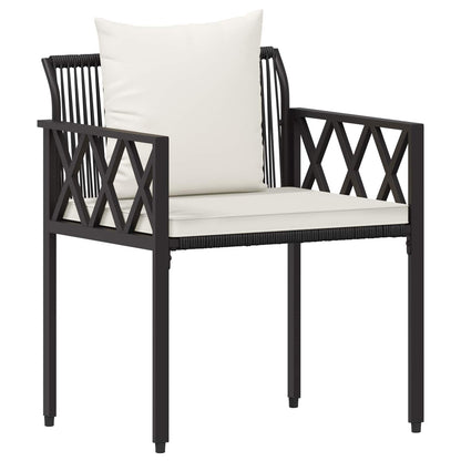 vidaXL Outdoor Furniture Set 4 pcs Black and Cream White Poly Rattan 4