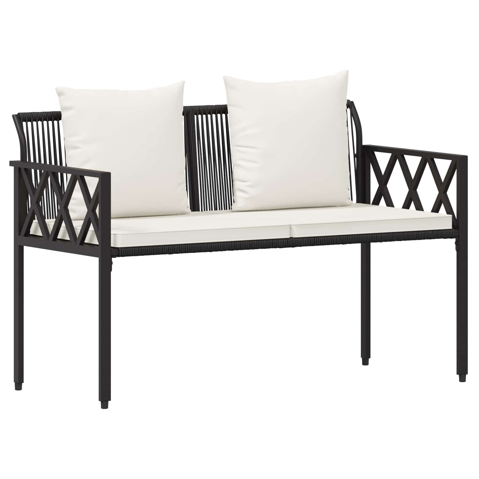 vidaXL Outdoor Furniture Set 4 pcs Black and Cream White Poly Rattan 5