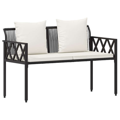 vidaXL Outdoor Furniture Set 4 pcs Black and Cream White Poly Rattan 5