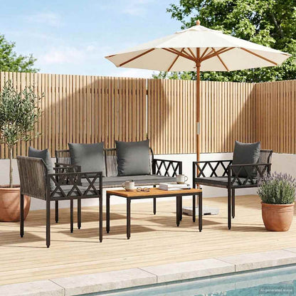 vidaXL Outdoor Furniture Set 4 pcs Grey and Dark Grey Poly Rattan 1