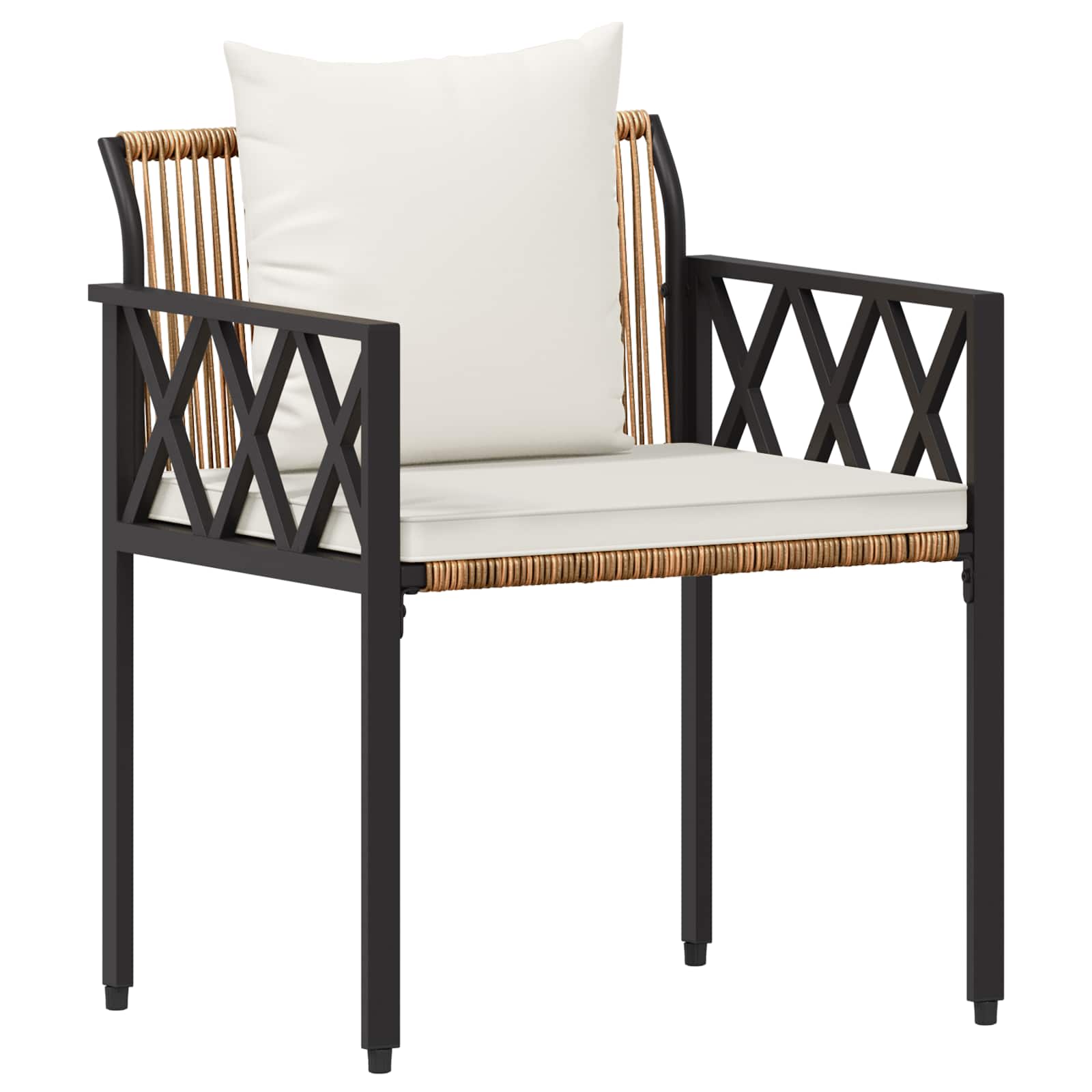 vidaXL Outdoor Furniture Set 4 pcs Brown and Cream White Poly Rattan 4