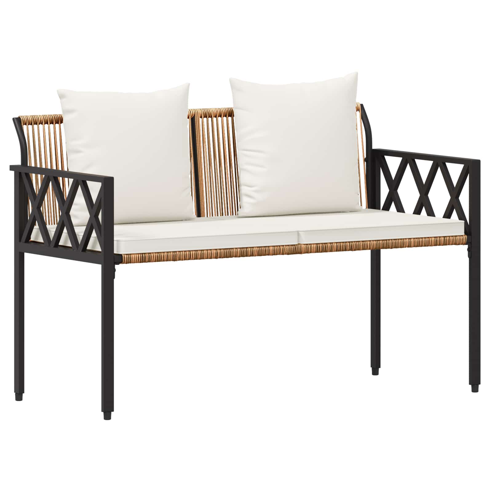 vidaXL Outdoor Furniture Set 4 pcs Brown and Cream White Poly Rattan 5