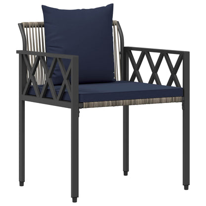 vidaXL Outdoor Furniture Set 4 pcs Grey and Navy Blue Poly Rattan 4