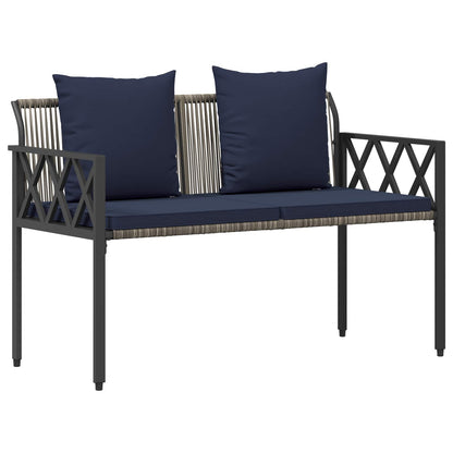 vidaXL Outdoor Furniture Set 4 pcs Grey and Navy Blue Poly Rattan 5