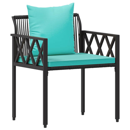 vidaXL Outdoor Furniture Set 4 pcs Black and Turquoise Poly Rattan 4