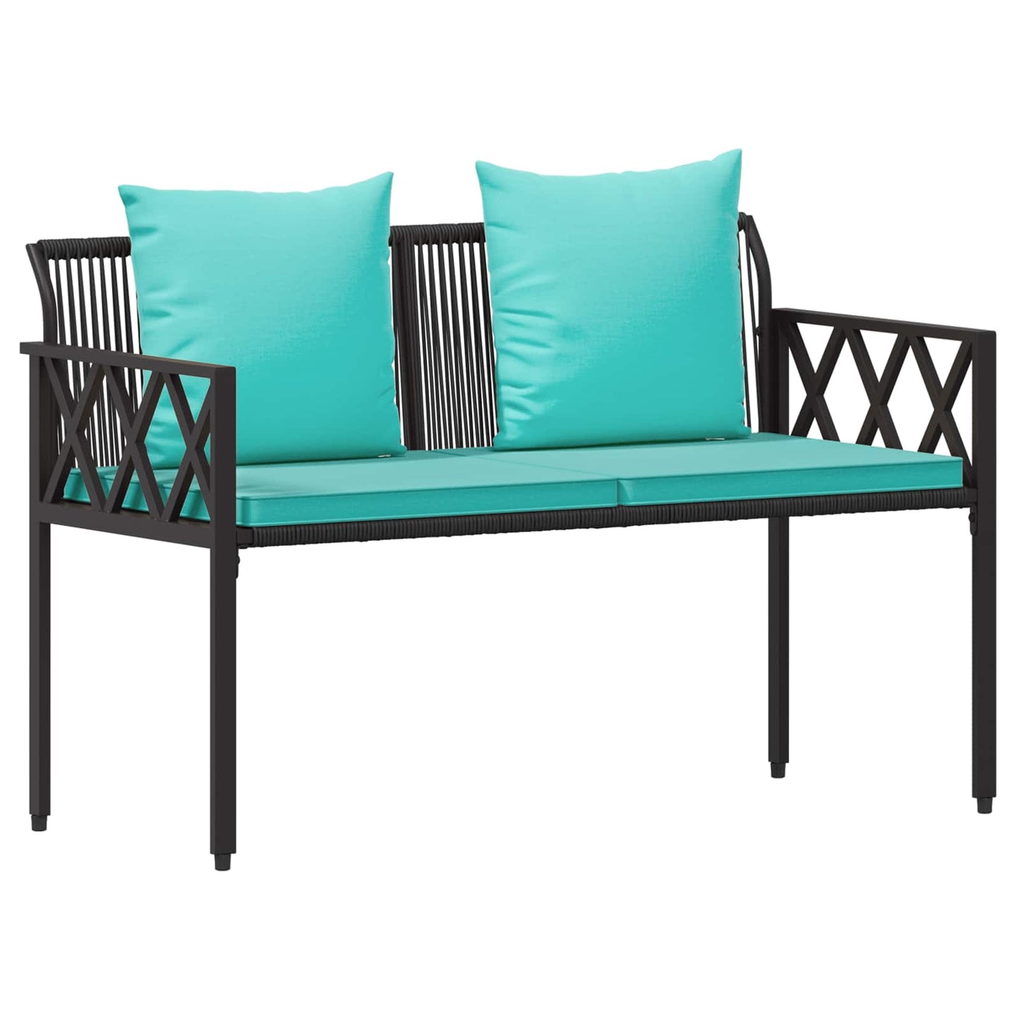 vidaXL Outdoor Furniture Set 4 pcs Black and Turquoise Poly Rattan 5