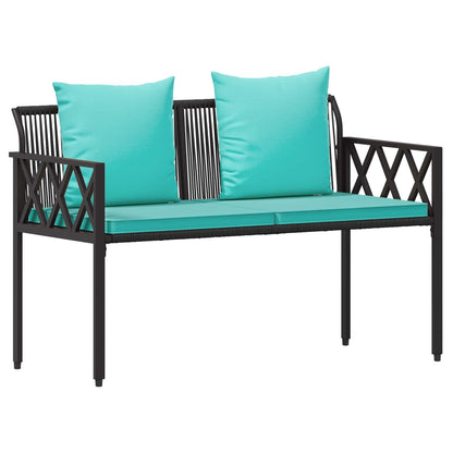 vidaXL Outdoor Furniture Set 4 pcs Black and Turquoise Poly Rattan 5