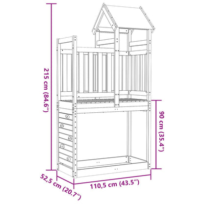 vidaXL Play Tower Brown 110.5 x 52.5 x 215 cm Solid Douglas Wood 6