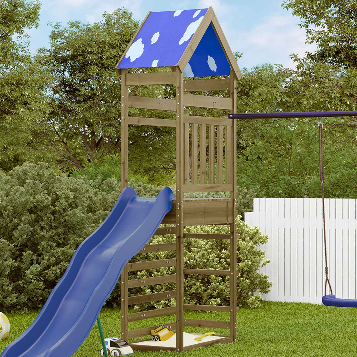 vidaXL Play Tower Brown 52.5 x 85 x 265 cm Solid Impregnated Wood 1