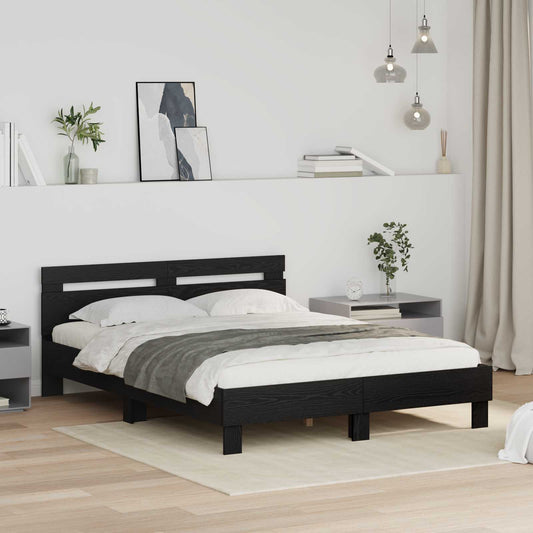 Bed Frame without Mattress 160x200 cm Black oak