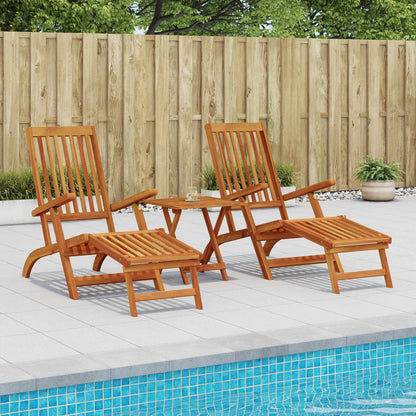 vidaXL Reclining and Folding Sunlounger 2 pcs Solid Acacia Wood 1