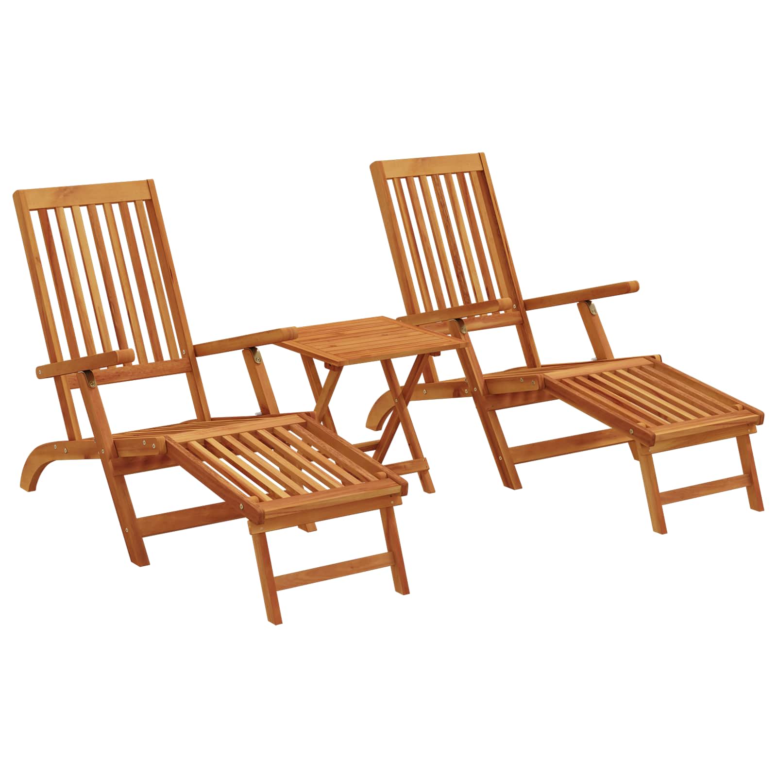 vidaXL Reclining and Folding Sunlounger 2 pcs Solid Acacia Wood 2