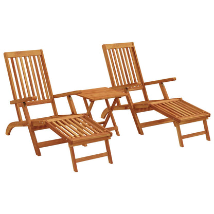 vidaXL Reclining and Folding Sunlounger 2 pcs Solid Acacia Wood 2