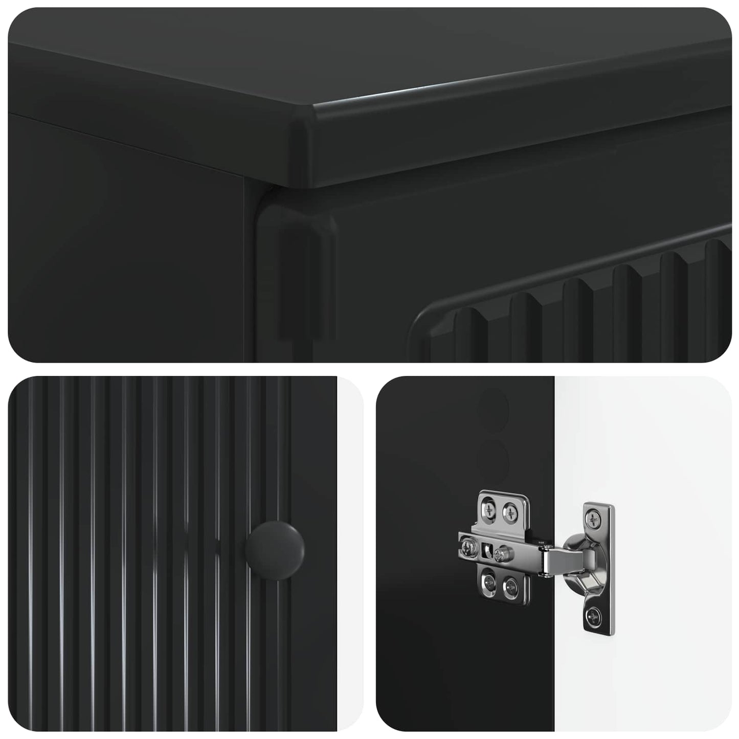 vidaXL 3 Piece Bathroom Cabinet Set EDE Black Engineered Wood 6