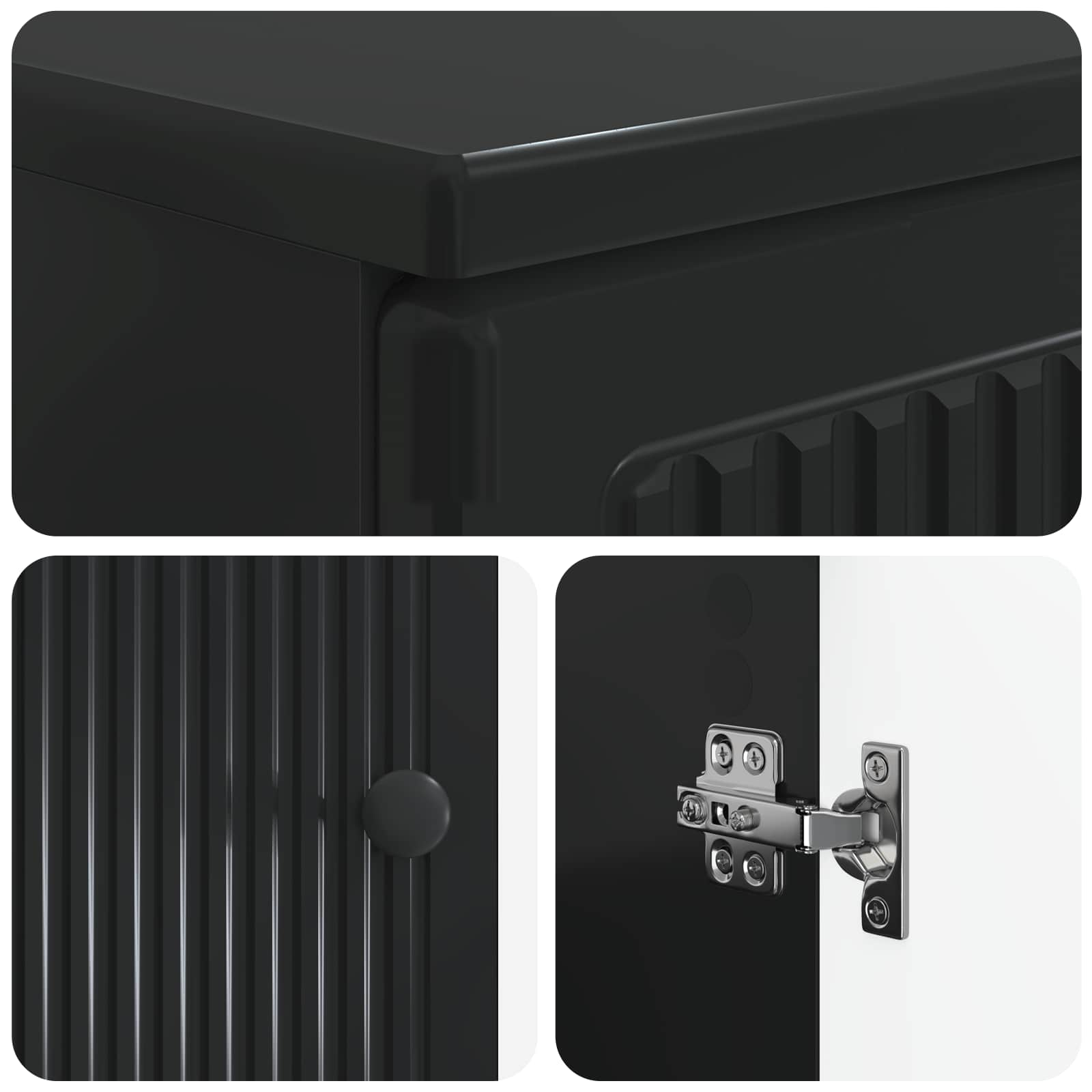 vidaXL 3 Piece Bathroom Cabinet Set EDE Black Engineered Wood 6