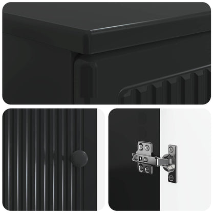 vidaXL 3 Piece Bathroom Cabinet Set EDE Black Engineered Wood 6