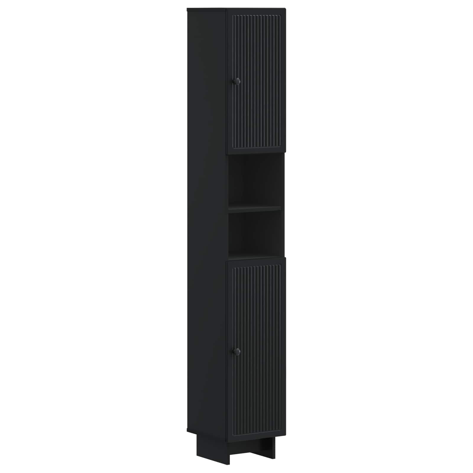 vidaXL 3 Piece Bathroom Cabinet Set EDE Black Engineered Wood 2