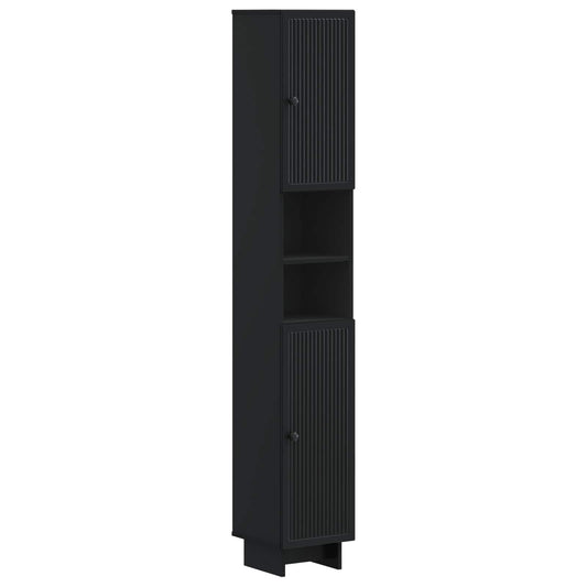 vidaXL 3 Piece Bathroom Cabinet Set EDE Black Engineered Wood 2