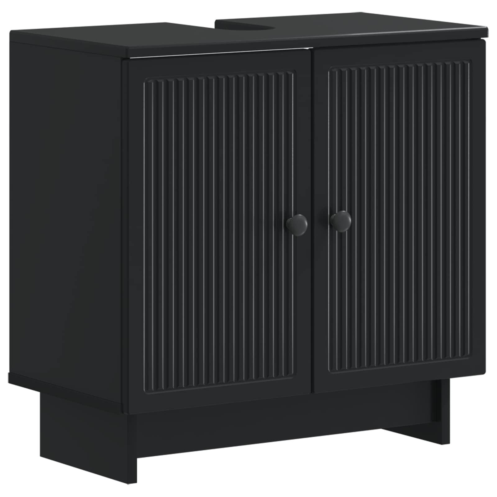 vidaXL 3 Piece Bathroom Cabinet Set EDE Black Engineered Wood 4