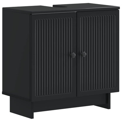 vidaXL 3 Piece Bathroom Cabinet Set EDE Black Engineered Wood 4