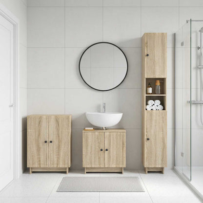 vidaXL 3 Piece Bathroom Cabinet Set EDE Engineered Wood Sonoma Oak