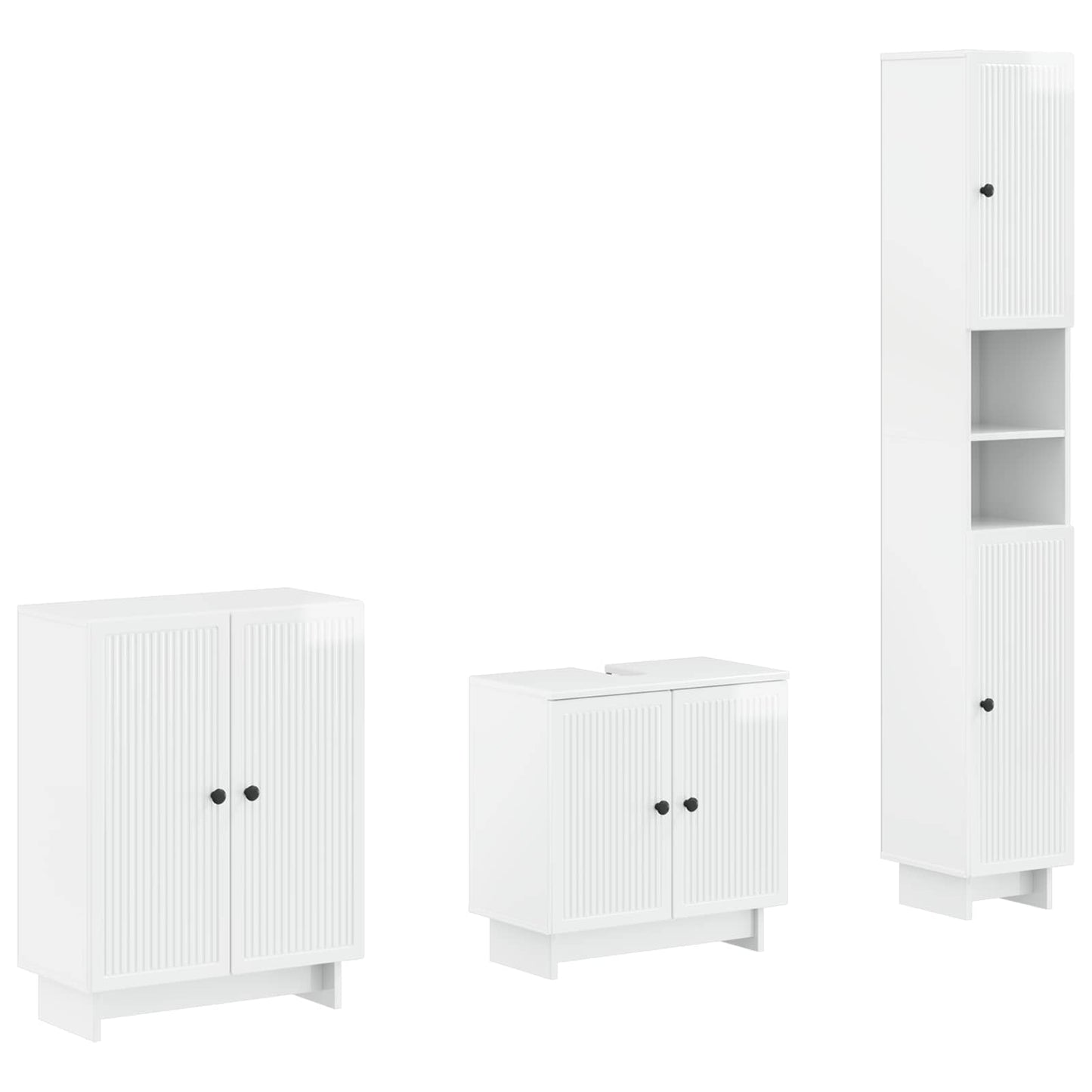 vidaXL 3 Piece Bathroom Cabinet Set EDE High Gloss White 1