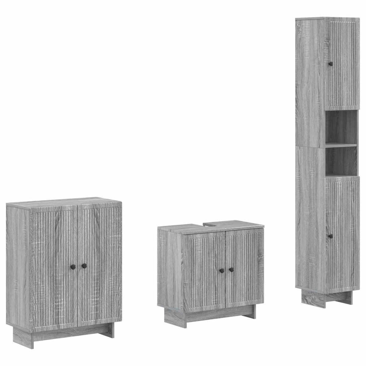 vidaXL 3 Piece Bathroom Cabinet Set EDE Grey Sonoma Engineered Wood 2