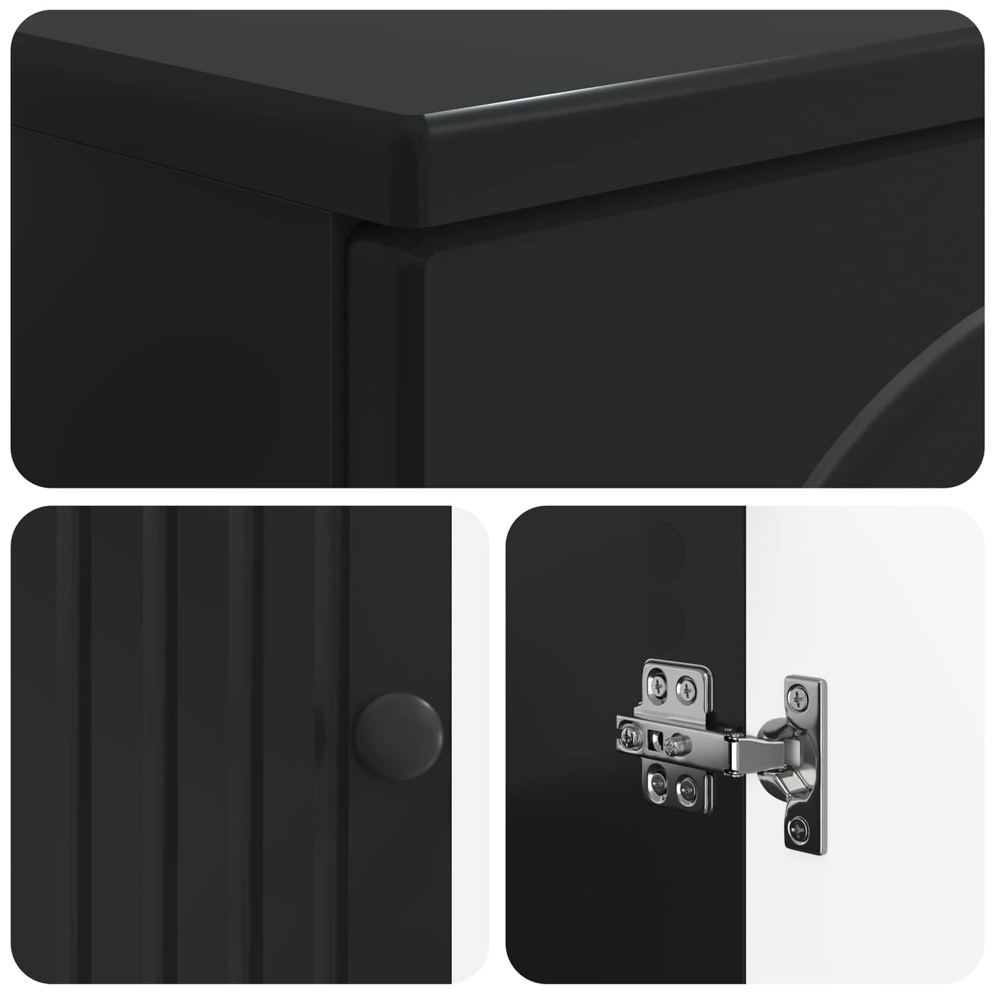 vidaXL 3 Piece Bathroom Cabinet Set ALKMAAR Black Engineered Wood 6