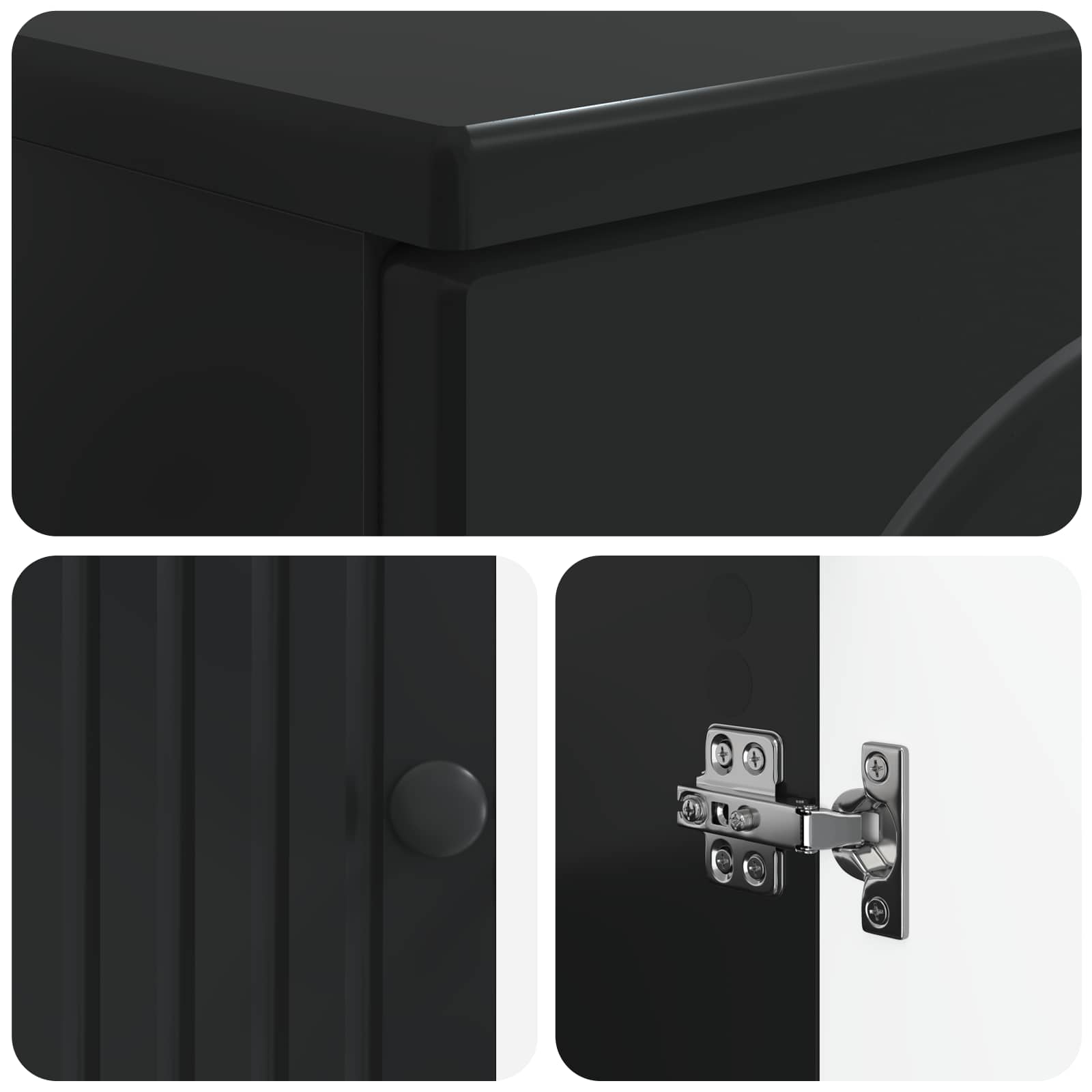 vidaXL 3 Piece Bathroom Cabinet Set ALKMAAR Black Engineered Wood 6
