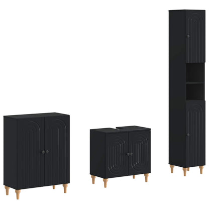 vidaXL 3 Piece Bathroom Cabinet Set ALKMAAR Black Engineered Wood 1