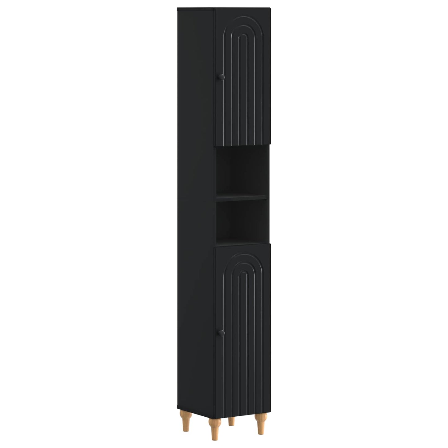 vidaXL 3 Piece Bathroom Cabinet Set ALKMAAR Black Engineered Wood 4