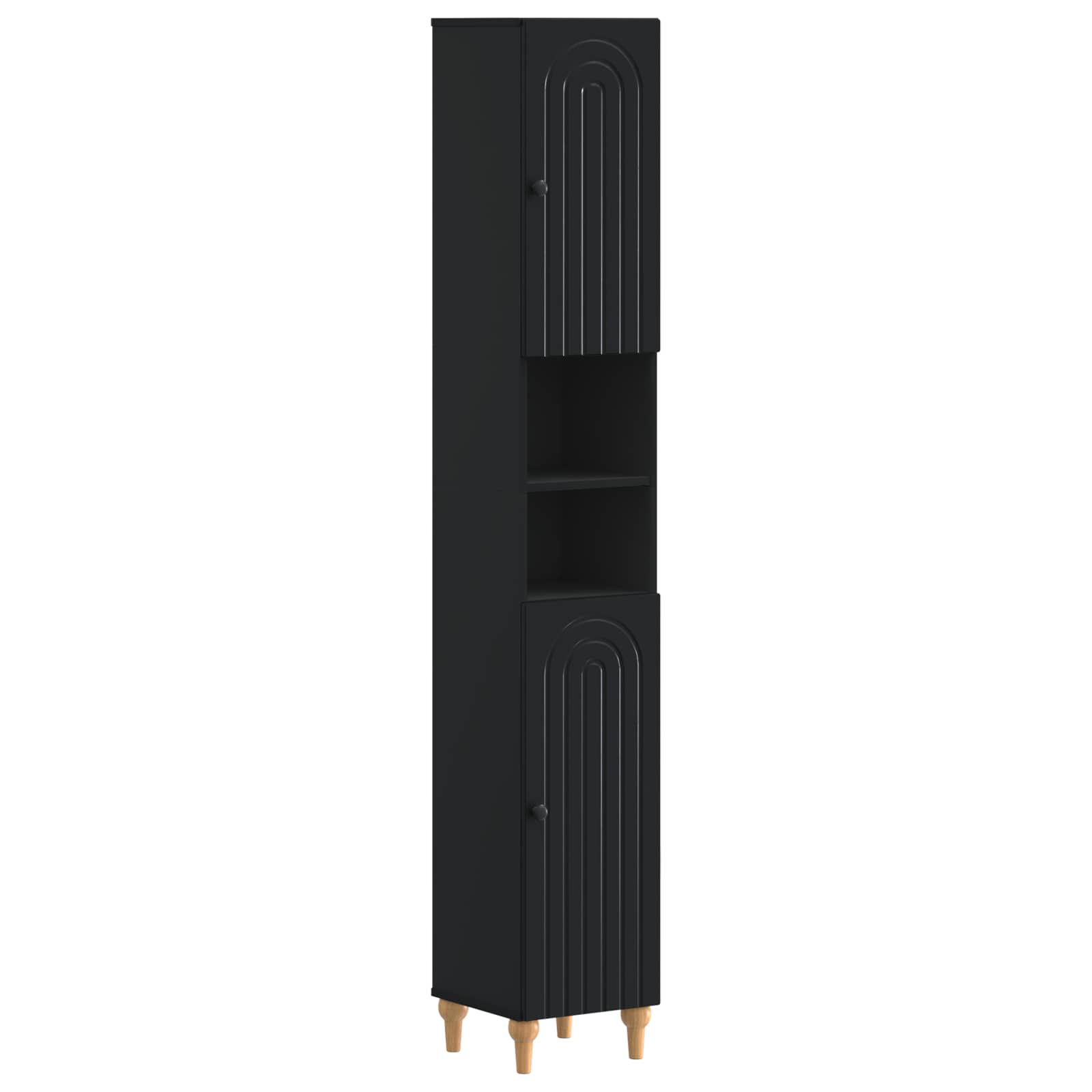 vidaXL 3 Piece Bathroom Cabinet Set ALKMAAR Black Engineered Wood 4