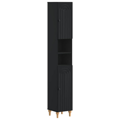 vidaXL 3 Piece Bathroom Cabinet Set ALKMAAR Black Engineered Wood 4