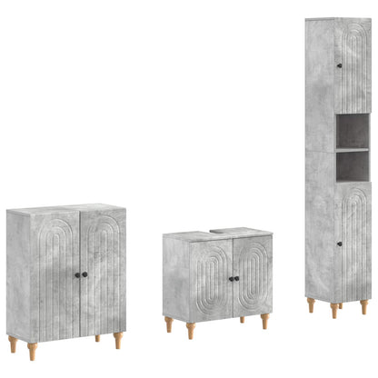 vidaXL 3 Piece Bathroom Cabinet Set ALKMAAR Concrete Grey 2