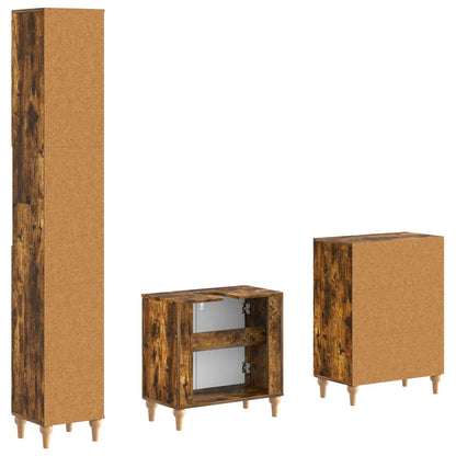 vidaXL 3 Piece Bathroom Cabinet Set ALKMAAR Smoked Oak Engineered Wood 5