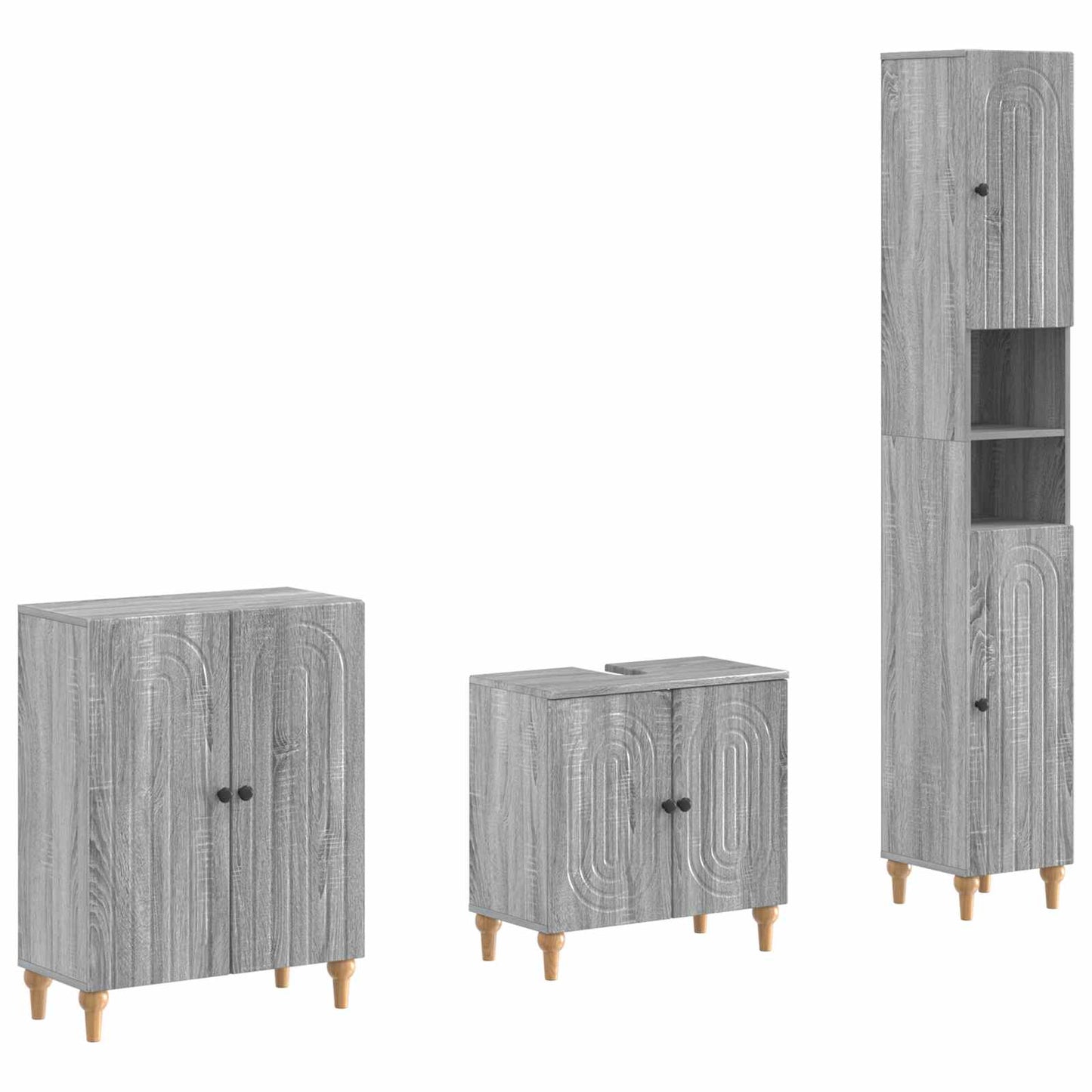 vidaXL 3 Piece Bathroom Cabinet Set ALKMAAR Grey Sonoma 1