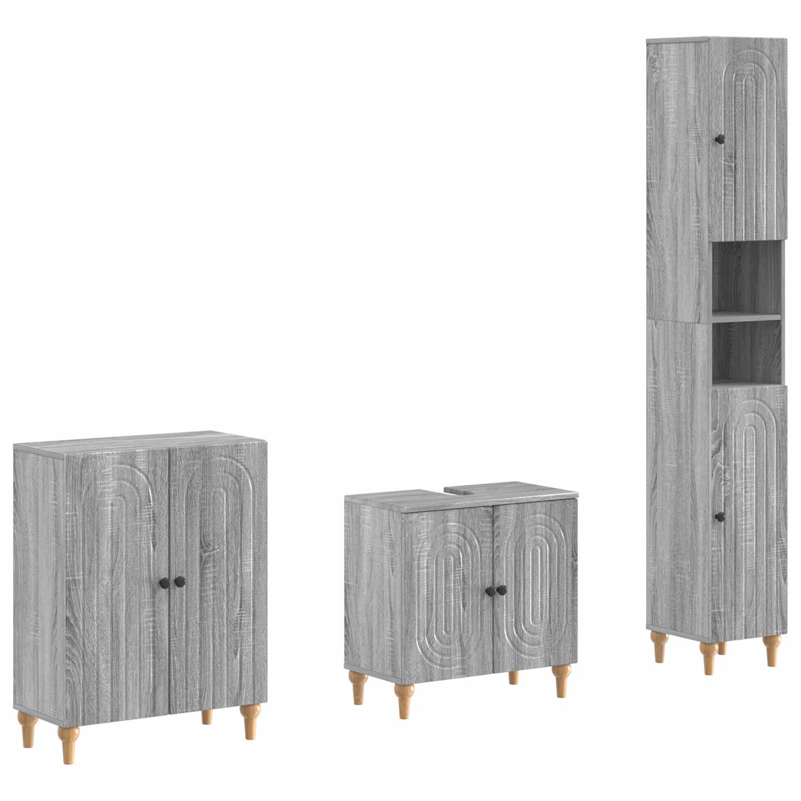 vidaXL 3 Piece Bathroom Cabinet Set ALKMAAR Grey Sonoma 1