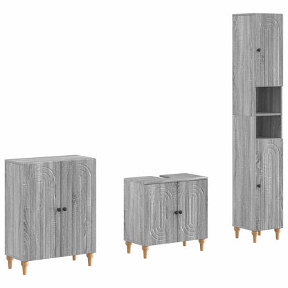 vidaXL 3 Piece Bathroom Cabinet Set ALKMAAR Grey Sonoma 1