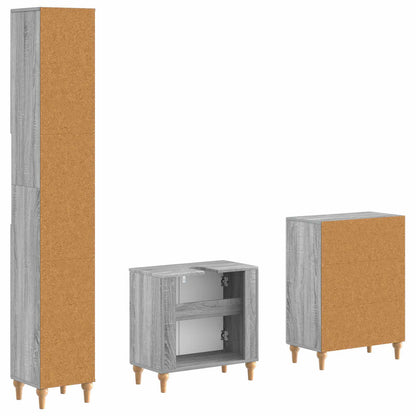 vidaXL 3 Piece Bathroom Cabinet Set ALKMAAR Grey Sonoma 5