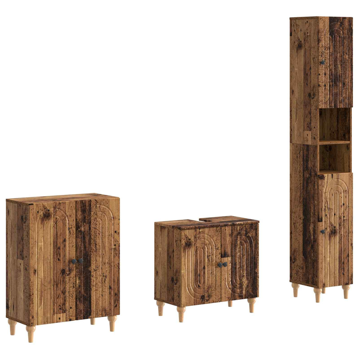 vidaXL 3 Piece Bathroom Cabinet Set ALKMAAR Old Wood Engineered Wood 2