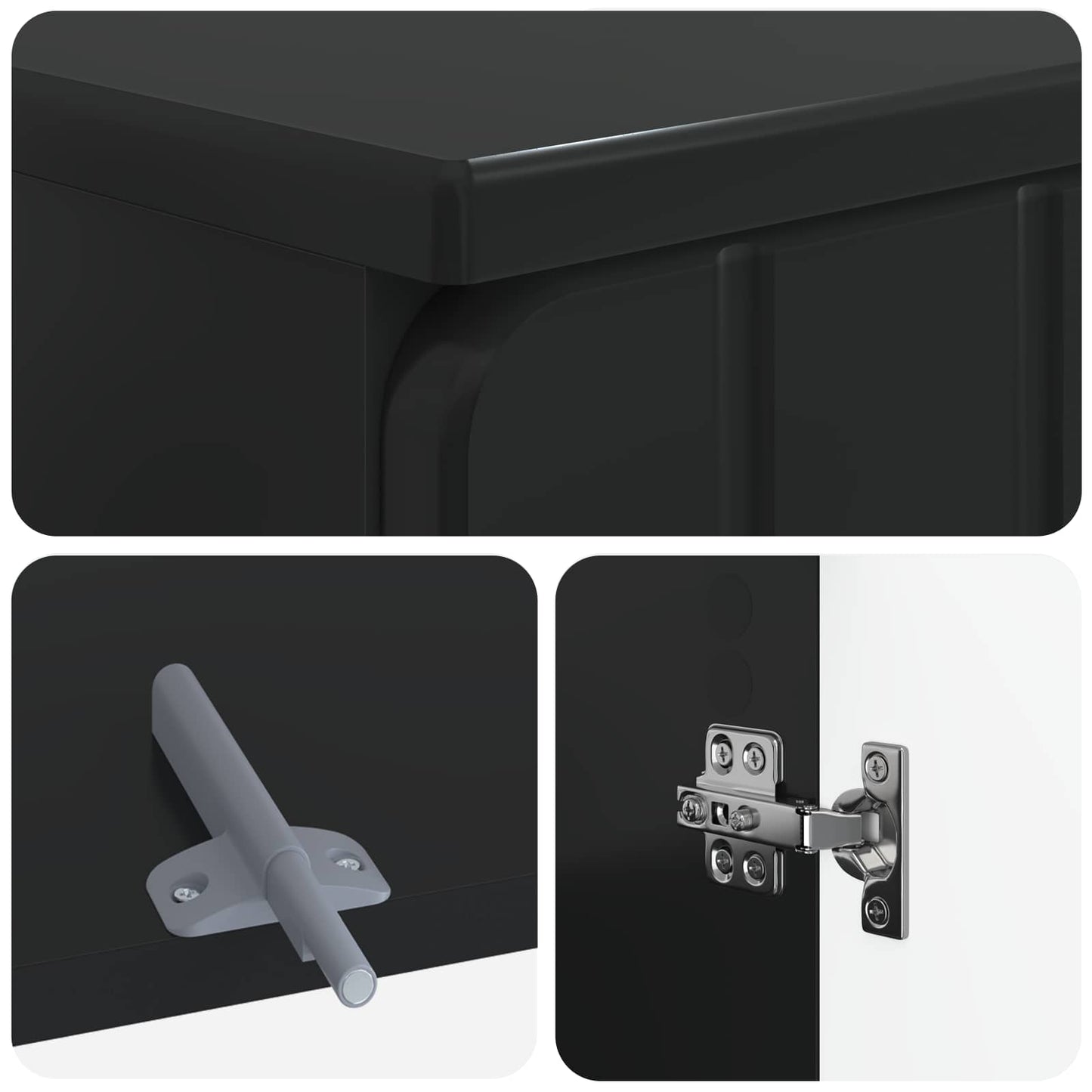 vidaXL 3 Piece Bathroom Cabinet Set ZWOLLE Black Engineered Wood 6