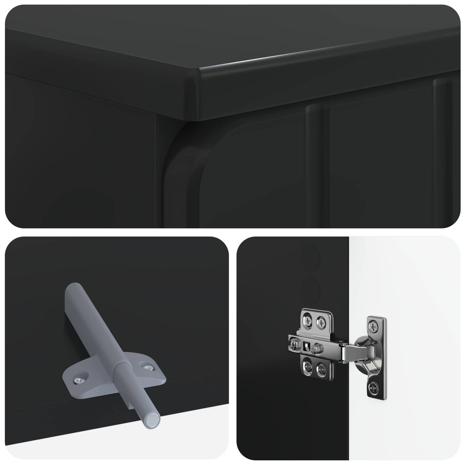 vidaXL 3 Piece Bathroom Cabinet Set ZWOLLE Black Engineered Wood 6