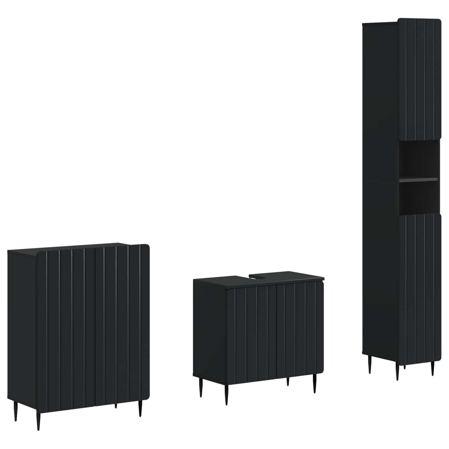 vidaXL 3 Piece Bathroom Cabinet Set ZWOLLE Black Engineered Wood 1